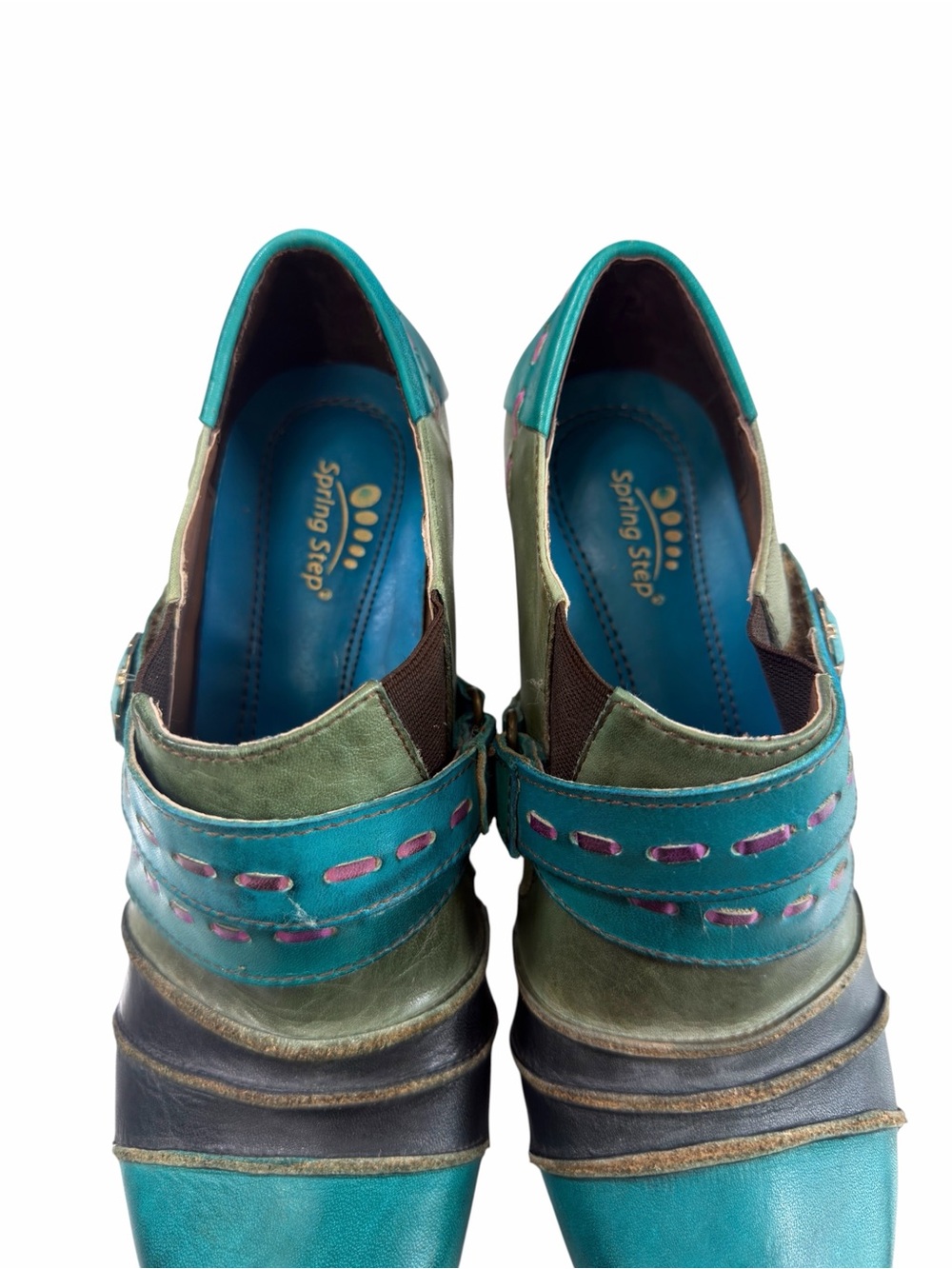 L’Artiste by Spring Step Wondrous Teal Green Leather Heel Oxfords Size US 6.5-7 - Picture 9 of 15